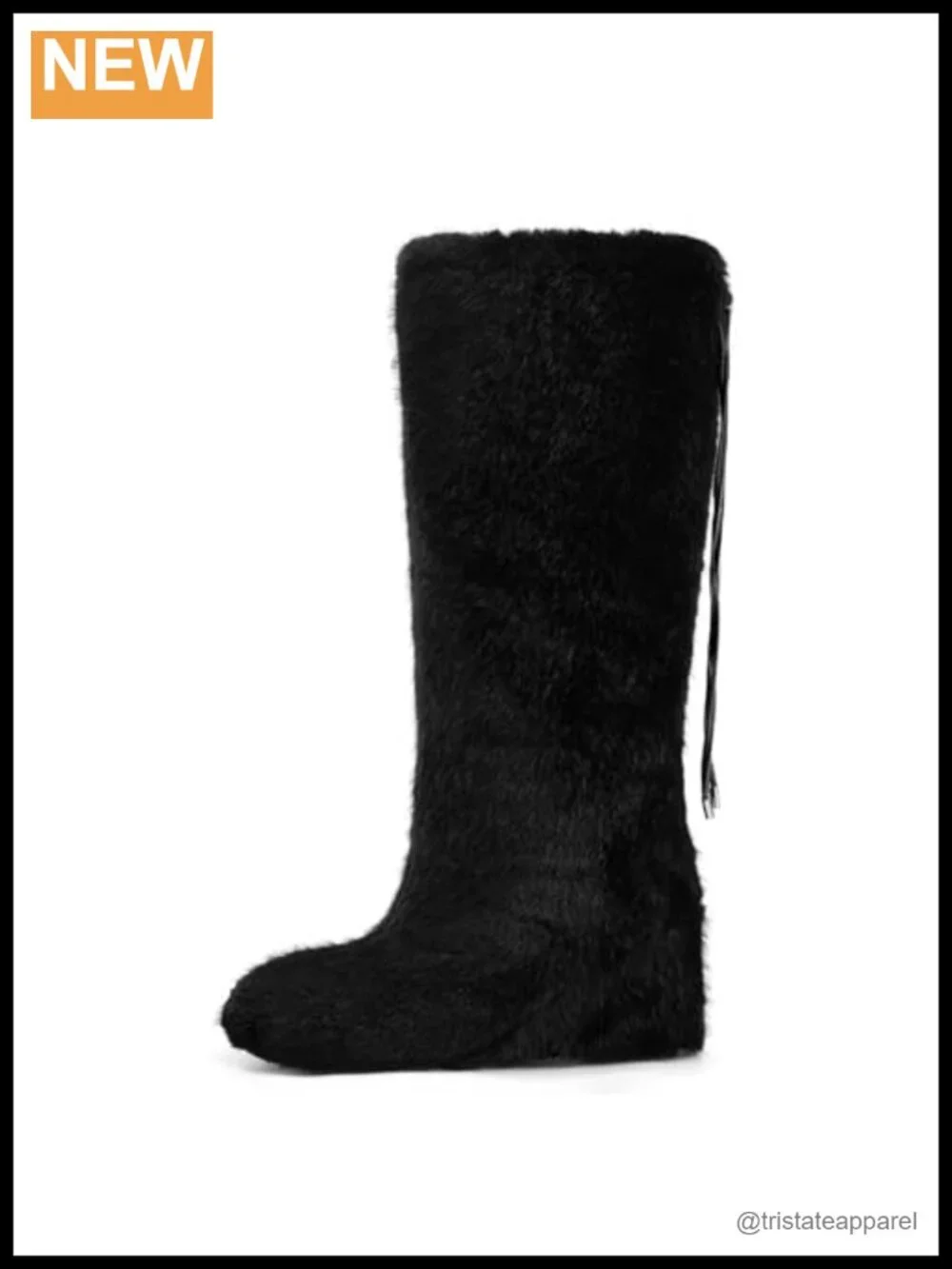 Women's Faux Fur Knee High Snow Boots Furry Fluffy Winter Boots Wedge